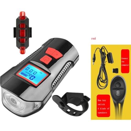 Waterproof bicycle light USB charging 2020 front light flashlight with horn speedometer LCD screen bicycle tail light Kit