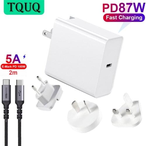 TQUQ 1port 87W USB C Travel Charger PD 87W/65W/45W/18W Type C Laptop Power Adapter For MacBook Pro/Air iPhone12 Xiaomi Notebook