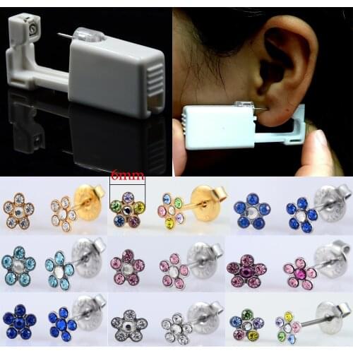1PC Daisy Flower Sterlised Disposable No Pain Ear Nose Piercing Device Machine Tools Ear Piercer Sterile Bezel Tool Machine