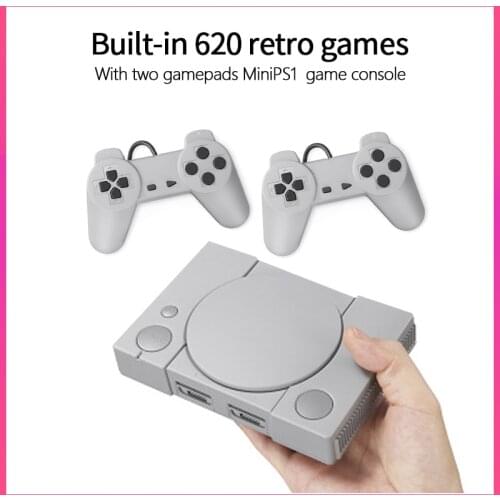 Built-in 620 Retro Games For PS1With Two Gamepads Mini PS1 Game Console 8 Bit Mini Suport AV-OUT Double Players