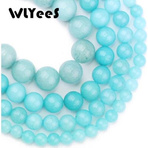 WLYeeS Light Blue Amazonite Stone Natural Stone Ball 6 8 10 12mm Loose beads for fashion jewelry bracelet Accessories Making DIY