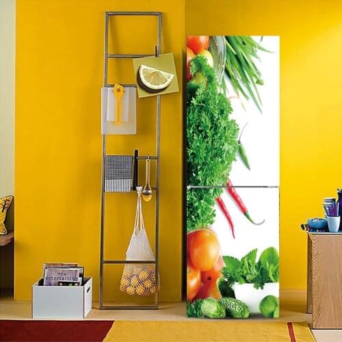 YBX023 Creative Fruit vegetable Pattern Fridge Sticker PVC Refrigerator Door Kitchen Self-adhesive Wall Stickers Decor