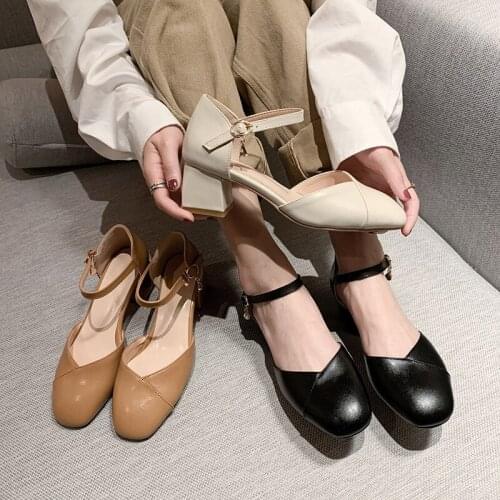 YQBTDL Summer Mary Jane Woman Shoes Career Office Dress Block Women Heels Summer High Heel Pumps Black 2020 New Reach 34-43 42