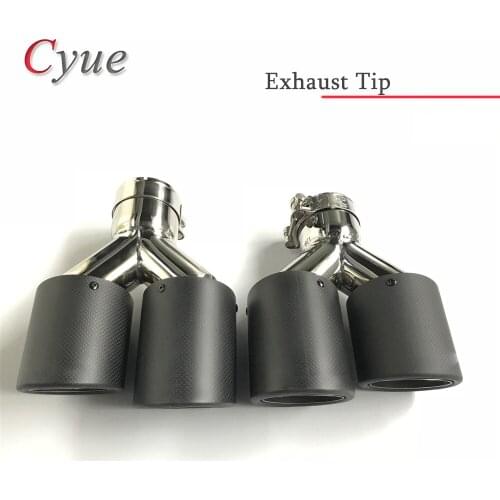 1Pair Left+Right Universal Dual Tail pipes Exhaust Tip Carbon Fiber Muffler Pipe for audi bmw benz lexus etc