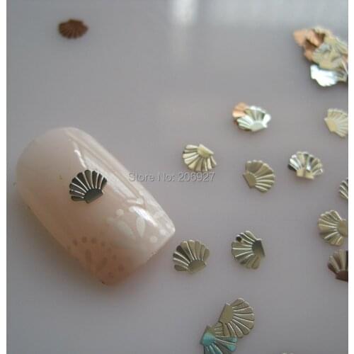 MS310-1 100pcs Sea Series Silver Cute Shell Metal Sticker Nail Art Metal Sticker Nail Art Decoration Non-adhesive Sticker