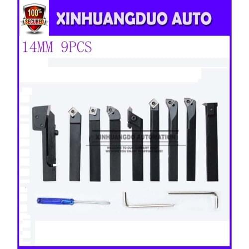 14mm 9pcs/set indexable carbide turnnig tools, lathe cutting tools set turning tool holder with inserts for mini lathes