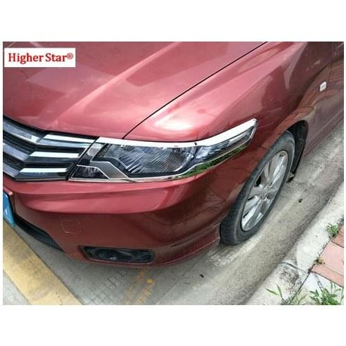 Higher star ABS chrome 2pcs car headlamp decoration frame front head lamp decorative cover for Honda City 2009-2014