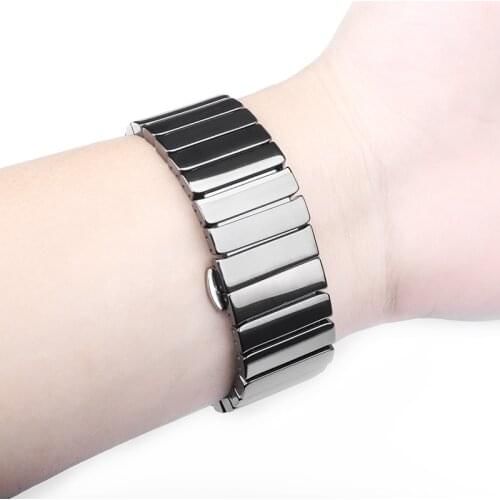 22mm Ceramic Strap For Samsung Gear S3 Active 2 Compatible Replacement Bracelet Mirror Smooth Strap Metal Buckle Adjustable
