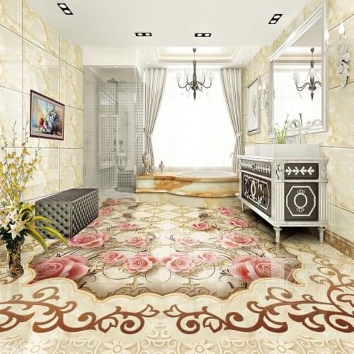 Free shipping European-style pattern jade parquet 3D floor hotel lobby wallpaper living room mural self-adhesive waterproof
