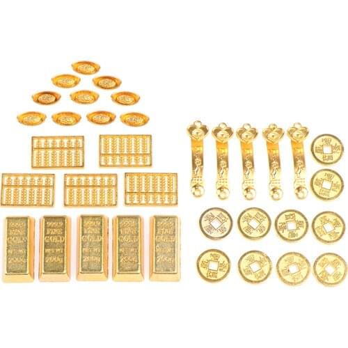 5/10Pcs 1:12 Dollhouse Miniature Golden Brick Mini Copper Cash Dolls House Accessories