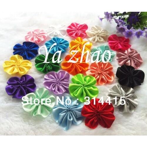 1.5" satin Ribbon Single Flowers, Hair Accessories for DIY, 200pcs/lot, mix 20 colors, free shipping