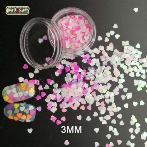 3MM Sparkly Colorful Love Sequins Spangles DIY Holographic Nail Glitter Heart Shape 3D Flakes Mix Color Manicure