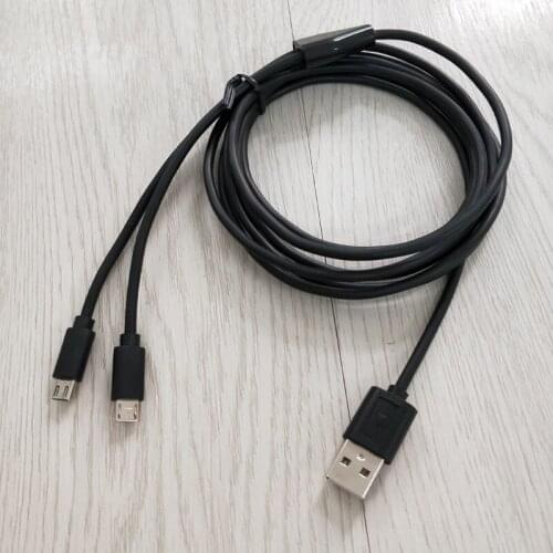 BLACK 22AWG 2meter 6ft Dual Micro USB Splitter Cable Power 2 Micro USB Devices At Once