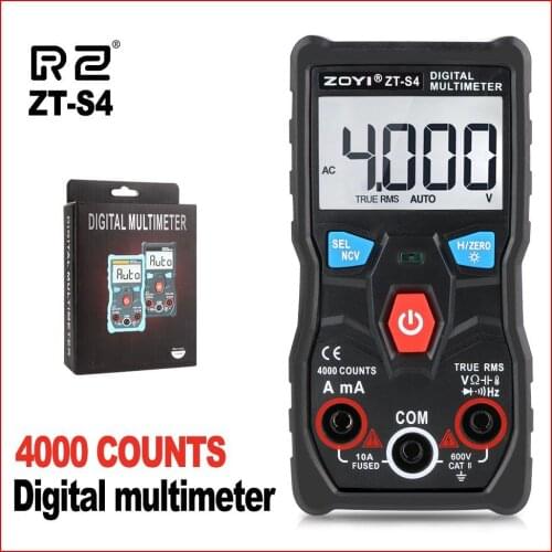 Digital Multimeter 4000V Counts Auto Ranging AC/DC Voltage Meter Ammeter Overload Protection Large Screen Multimeter ZT-S4