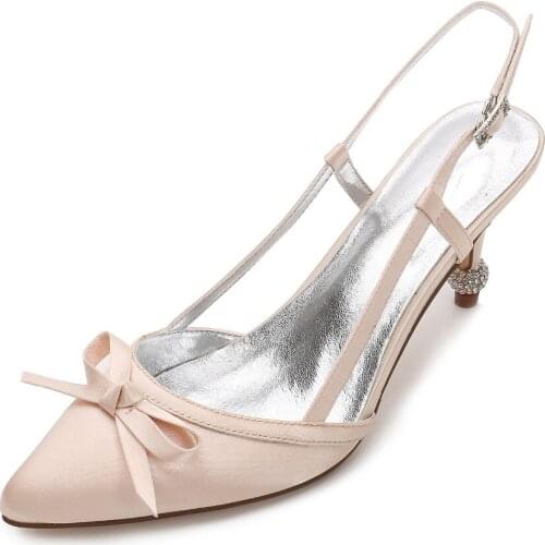 Creativesugar slingback pointed toe sweet bow satin evening dress shoes crystal rhinestone spike heels bridal wedding cocktail