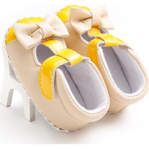 Baby shoes princess girl baby color matching bow Pu leather body baby shoes