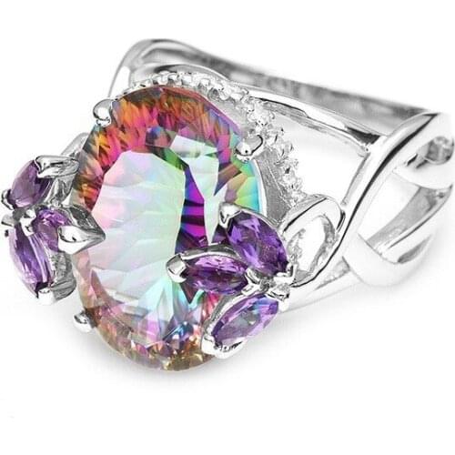 Hot Selling New Seven Rainbow Zircon Princess Ring with 925 P l a t i n g in Europe and America