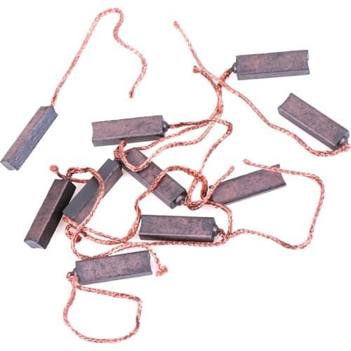 10Pcs Carbon Brushes Wire Leads Generator Generic Electric Motor Brush Replacement 4.5 X 6.5 X 20mm