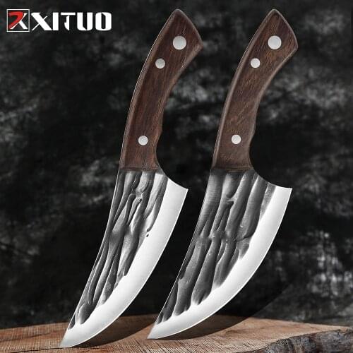 XITUO Handmade Forged Kitchen Knife Stainless Steel Butcher Meat Chopping Cleaver Chef Knife Outdoor Cutter Full Tang Knife Tool