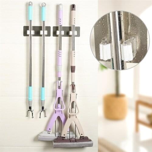 Adhesive Multi-Purpose Hooks Wall Mounted Mop Organizer Holder Rack Brush Broom Hanger Storage Kitchen bathroom Strong Hooks