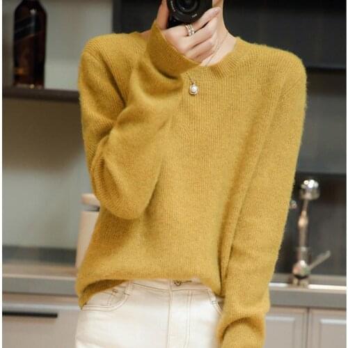 MeetMetro 100% Wool Women Sweater Pullover Women Autumn Knitted Sweater Knit Tops Long Sleeve O-Neck Jumper Women Korean Fashion