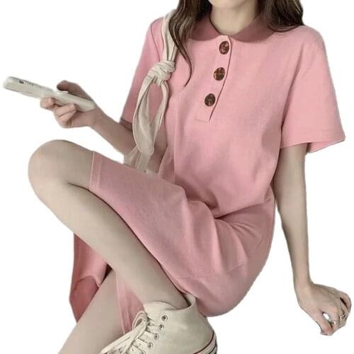 Vestidos Fashion Design Sense Niche Summer Dress For Women 2021 New Womens Dress Loose And Thin Collar T-Shirt Dress