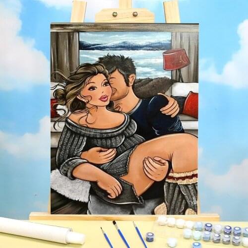 Cartoon Woman Painting By Numbers Set Oil Paints 50*70 Boards By Numbers Handmade For Children Art