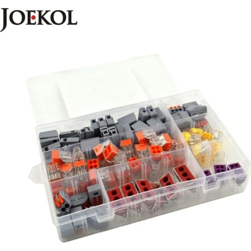 110pcs/box mini fast Connector set Mixed Models Universal Compact Wire Wiring Connector 2 pin Conductor Terminal Block