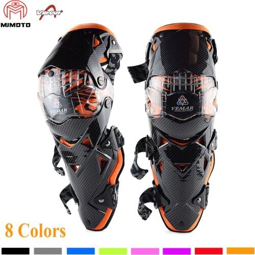 VEMAR New Motorcycle Knee Pad Carbon Fiber Hard Shell Rodilleras Moto MX MTB Knee Protector Equipement Men Women Black Support
