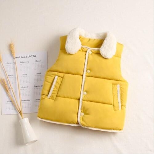 Autumn and winter 2020 new childrens down cotton vest Korean version boys and girls thickened warm cotton vest baby yellow