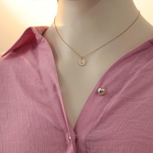 Rose Golden Engraved Initals Disc Necklace Solid Silver Round Coin Neckalce A-Z Letter Pendant Choker Jewelry Christmas Gift