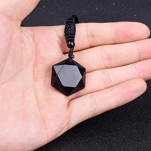 Natural Energy Stone Star of David Necklaces for Women Black Obsidian Six Stars Amulet Pendants& Necklaces Jewelry Drop Shipping