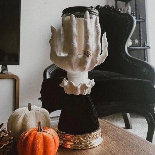 Resin Candle Utensils Holder Gothic Snack Rack Halloween Witch Hand Candlestick Horror Candle Holder Art Crafts Home Decor