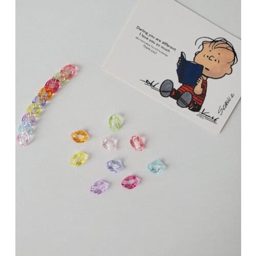 100pcs/Pack 12*9mm MixColor Transparent Opening Acrylic Chain DIY Making Necklace Bracelet Earrings Jewelry Accessories