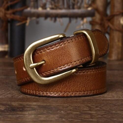 2.8cm Width Women Genuine Leather Belt For Women Female Cowskin Strap Casual Copper Buckle Ladies Belts Designer High Quality