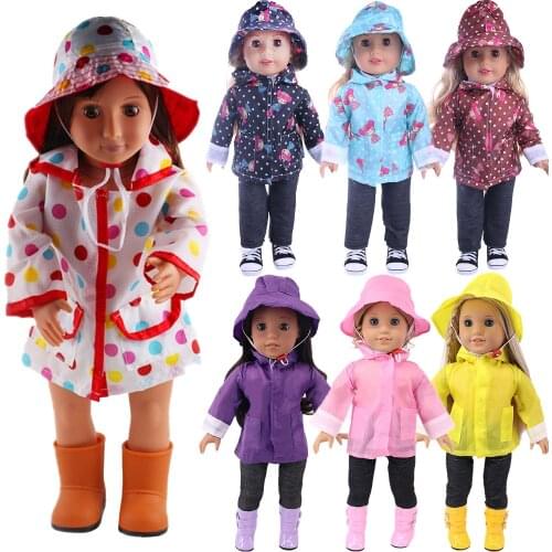 Hat + Clothes Doll Clothes Waterproof Suit Reboen Baby Clothes 43 Cm Clothes And 18 Inch American Doll Girls Our Generation Toy