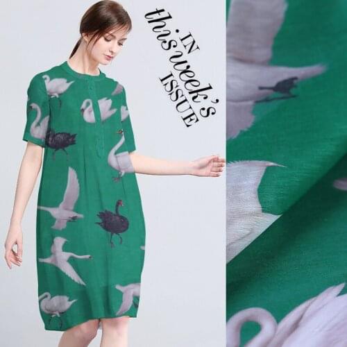 White swan digital inkjet silk linen fabric dress cheongsam chinese silk fabric natural linen fabric wholesale linen cloth 140cm