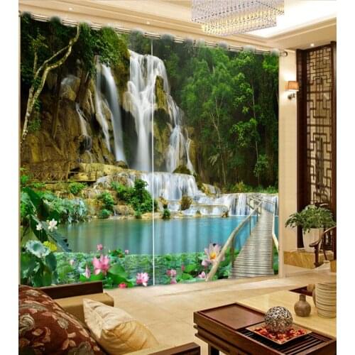 Waterfall curtains Luxury Blackout 3D Window Curtains For Living Room Bedroom Drapes cortinas Rideaux Customized size