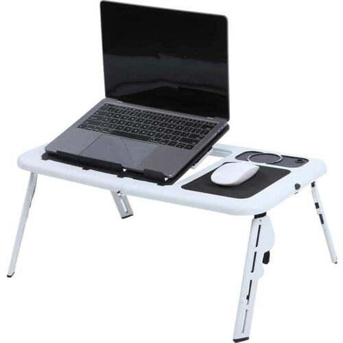 Cooling Fan Laptop Desk Portable Adjustable Foldable Computer Desks Notebook Holder TV Bed PC Lapdesk Table Stand With Mouse Pad