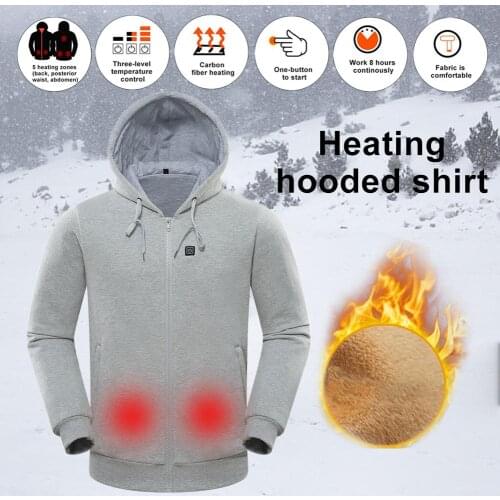 Heated Hoodie Temperature Controllable Fleece Hooded Sweatshirt for Men and Women