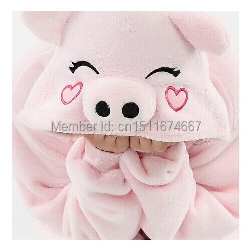 Thick Soft Flannel Anime Costume Pink Pig Onesies Pajama Halloween Carnival Party Clothing
