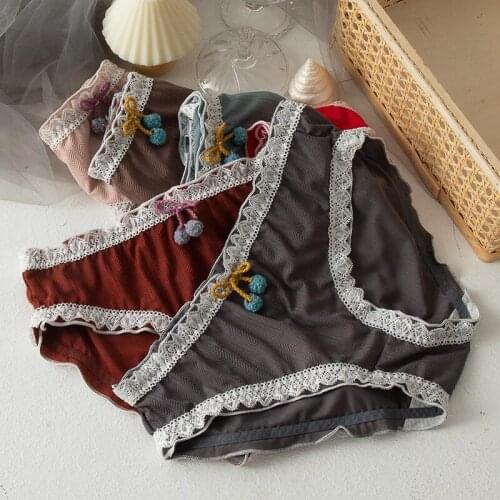 Fashion Sweet Girls Princess Style Underwear Sexy Cotton Womens Panties Elastic Breathable Lace Lingerie Ladies Seamless Briefs