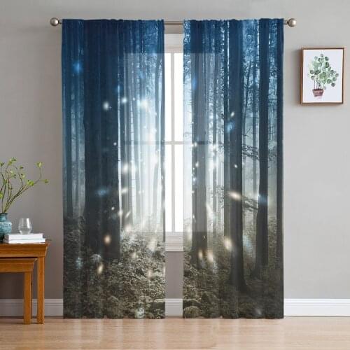 Firefly Forest Dream Tulle Curtains For Living Room Bedroom Voile Curtain Home Decoration Sheer Balcony Door Curtain