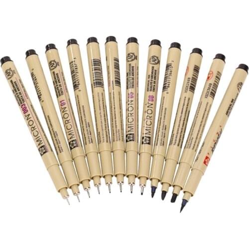 Waterproof Ink Black Micron Neelde Drawing Pen Pigment Fine Line Sketch Markers Pen Writing Hand-Paint Anime Art Supplies