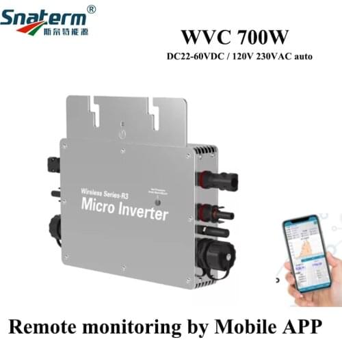 WVC 600/700W MPPT Solar Grid Tie Power Inverter On-grid PV Inverter smart Micro Inverter remote monitoring by mobile Cloud APP