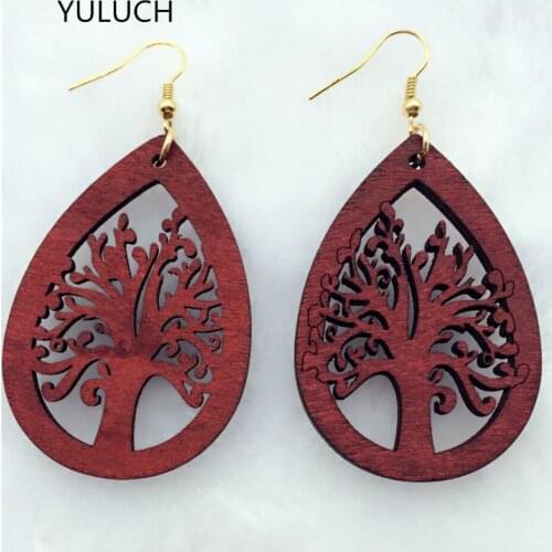 YULUCH personality New design Big handmade Natural african wood earring for women art jewelry for girl lot