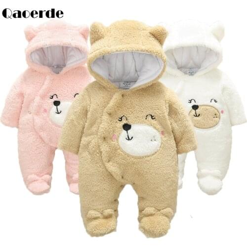 Newborn Baby Winter Clothes Infant Fleece Rompers Baby Girls Boys Jumpsuit Soft Warm Toddler Cotton Coats for babies 0-12M