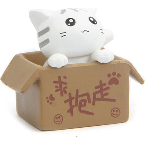 1pc Cartoon Poor Box Cat Kitty Kitten Model Small Statue Car Figurine Crafts Garden Figurine Ornament DIY Miniatures Gifts