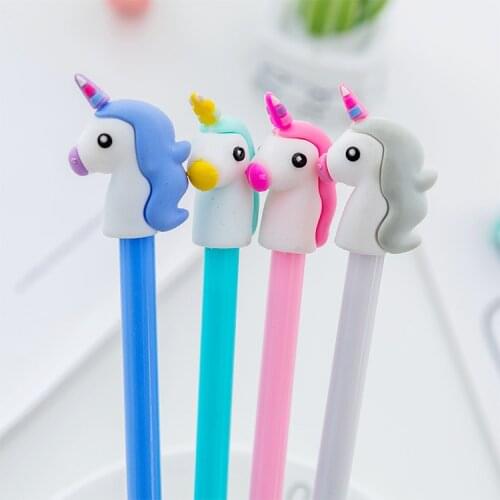 1PC Cartoon Unicorn Gel Pen Kawaii Stationery 0.5Mm Cute Pen Black Ink Writing Tools School Office Supply Gift