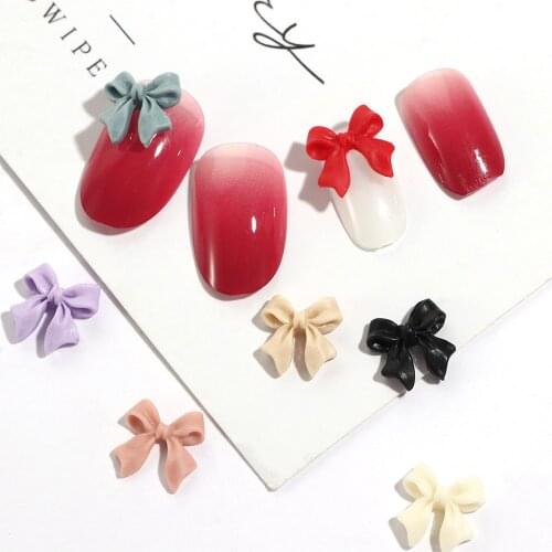 10Pcs/Set Candy Color Frosted Bowknot 3D Nail Decorations Bow Ornament Women Nail Transfer Decals Foils Wraps Decorations